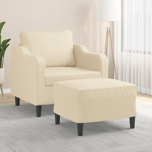 vidaXL Sofa Chair With Footstool Cream