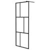 vidaXL Walk-in Shower Wall with Shelf Black 31.5"x76.8" ESG Glass&Aluminum