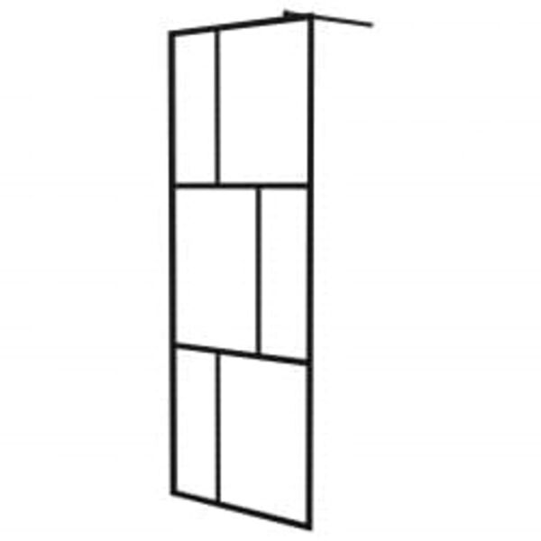 vidaXL Walk-in Shower Wall with Shelf Black 31.5"x76.8" ESG Glass&Aluminum