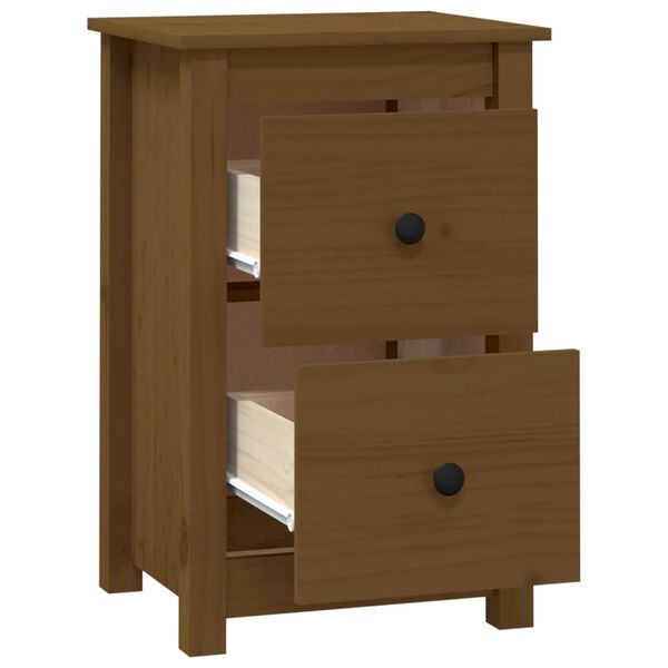 vidaXL Bedside Cabinet Honey Brown Solid Pine Wood compact Storage