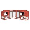 vidaXL Rabbit Hutch Red and White Solid Fir Wood, Plywood, Galvanized Steel