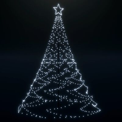 vidaXL Christmas Tree with Metal Post 500 LEDs Cold White 9.8'