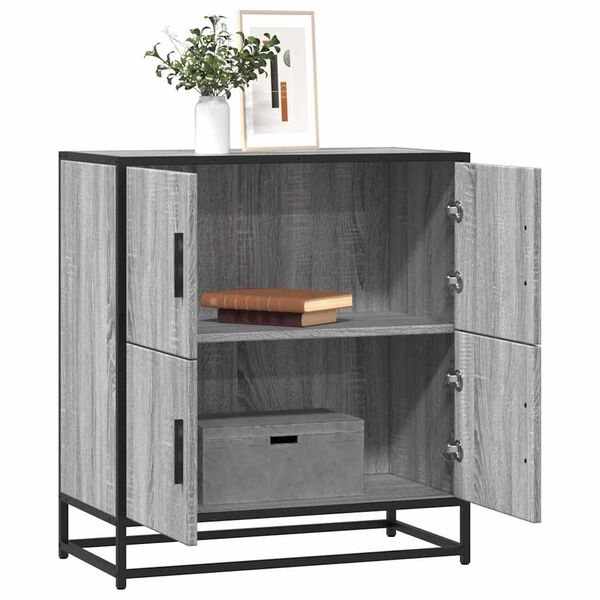 vidaXL Sideboard Grey Sonoma Engineered Wood, Metal Medium Sideboard