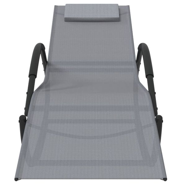 vidaXL Sun Lounger Grey Powder-coated steel, Textilene, foam Large