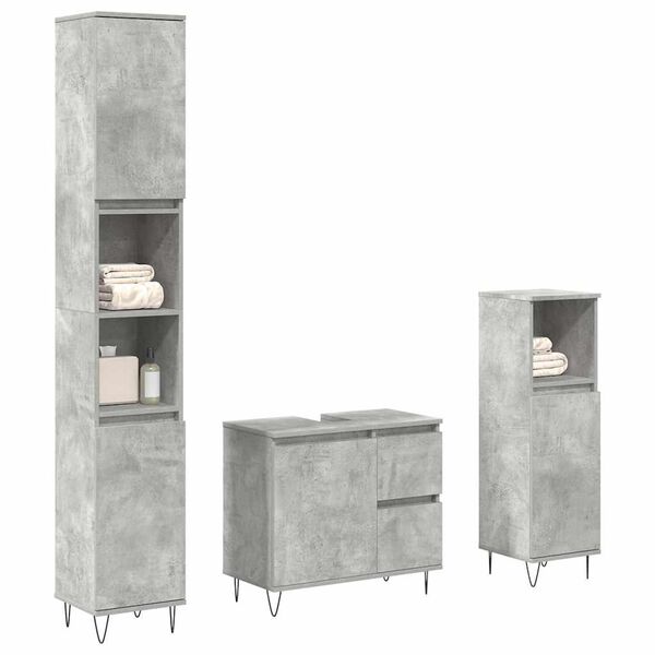 vidaXL Bathroom Furniture Set Concrete Grey Engineered Wood, Iron