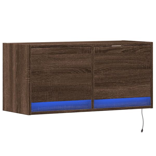 vidaXL TV Wall Cabinet Brown Oak Engineered wood Standard Wall mounting