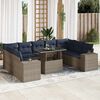 vidaXL 14 Piece Patio Sofa Set with Cushions Gray Poly Rattan Acacia