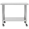 vidaXL Kitchen Work Table with Wheels 31.5"x23.6"x33.5" Stainless Steel