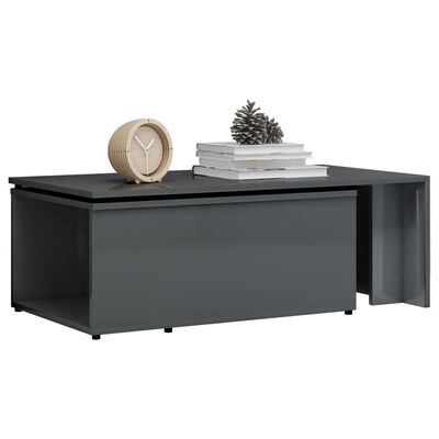 vidaXL Coffee Table High Gloss Gray 59.1"x19.7"x13.8" Engineered Wood