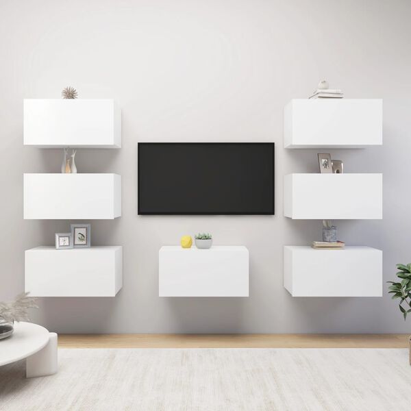 vidaXL TV Cabinet Set of 7 White Engineered wood