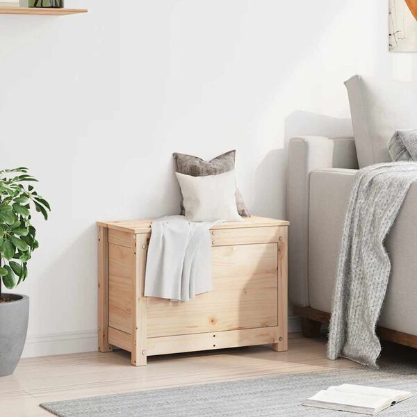 vidaXL Storage Box Natural Pine Solid Pine Wood 23.6 x 12.6 x 17.9 in