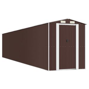 vidaXL Garden Shed Dark Brown Galvanized Steel 75.6 x 402.3 x 87.8 in