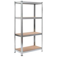 vidaXL 4-Layer Storage Shelf Silver Steel&Engineered Wood