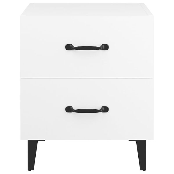 vidaXL Bedside Cabinet Set of 2 White Engineered wood, metal Standard