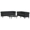 vidaXL Sofa Set Black Polyester, Plywood, Solid Wood Large Durable