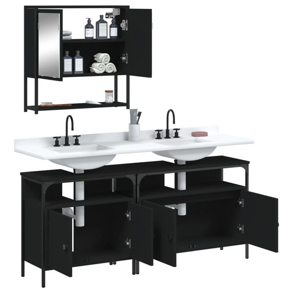 vidaXL Bathroom Furniture Set Black Engineered wood Bathroom Furniture Set