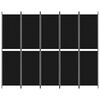 vidaXL 5-Panel Room Divider Black 98.4"x78.7" Fabric