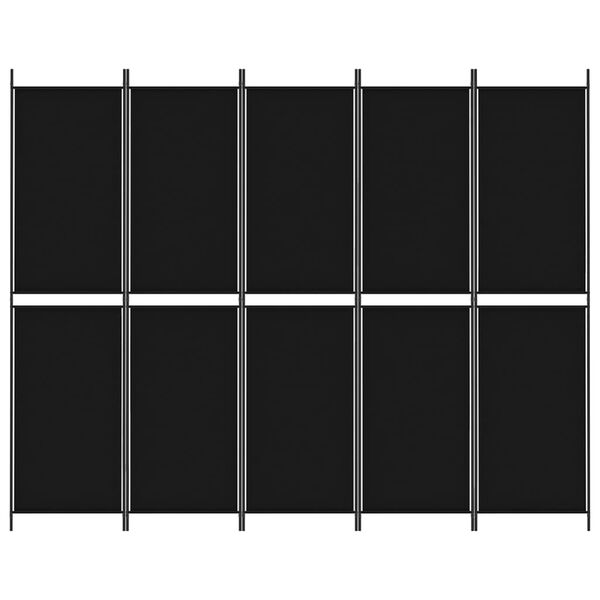vidaXL 5-Panel Room Divider Black 98.4"x78.7" Fabric