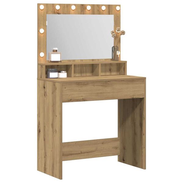 vidaXL Dressing Table with Shelf Artisan Oak 29.72 x 16.14 x 53.15 in