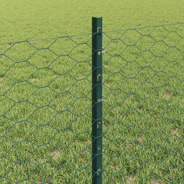 vidaXL Fence with Post Green 1.97 x 164.04 ft Steel and PVC