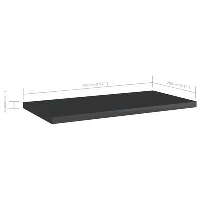 vidaXL Bookshelf Boards 4 pcs High Gloss Black 15.7"x7.9"x0.6" Engineered Wood