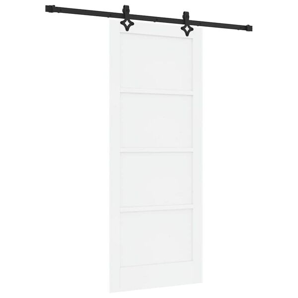 vidaXL Sliding Door White and Black 32.68 x 79.53 in Solid Pine Wood