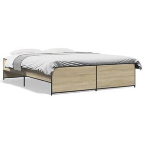 vidaXL Bed Frame Sonoma Oak Engineered Wood 55.1 x 78.7 in Durable