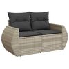 vidaXL Garden Sofa Set Light Gray PE Rattan Large Removable Covers