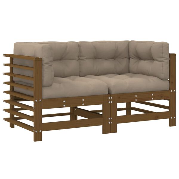 vidaXL Corner Sofa Honey Brown Solid pine wood Medium Modular