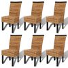 vidaXL Dining Chair Set of 6 Brown Solid mango wood and abaca Medium