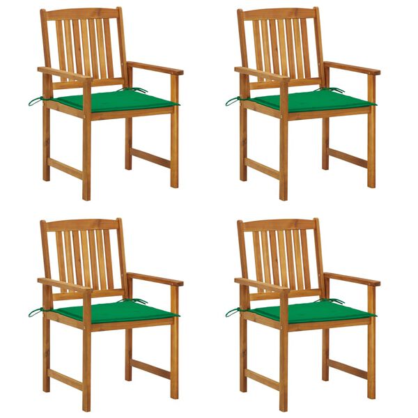 vidaXL Patio Chair Set of 4 Natural Wood Solid Acacia Wood Standard