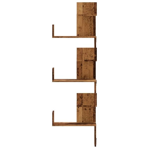 vidaXL Wall Corner Shelf Old Wood 17.7x17.7x57.9" Engineered Wood