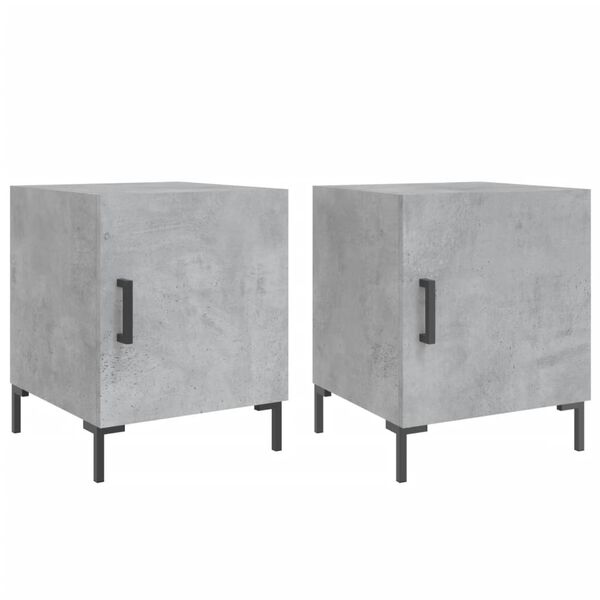 vidaXL Bedside Cabinet Set of 2 Concrete grey Engineered wood, iron