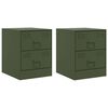 vidaXL Bedside Cabinet Set of 2 Green Steel Medium Durable