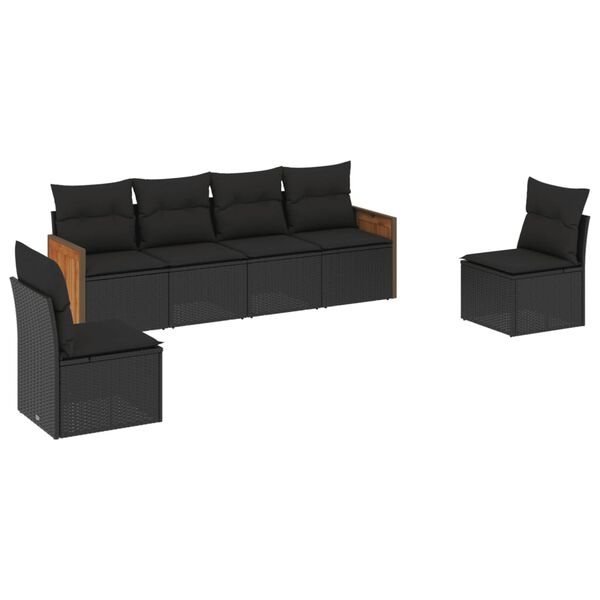 vidaXL Garden Sofa Set Black PE rattan Large Adjustable Feet