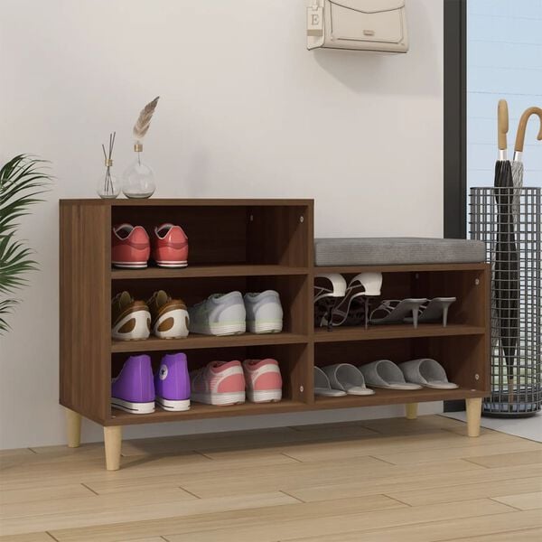 vidaXL Shoe Cabinet Brown Oak Engineered wood, Solid Eucalyptus wood