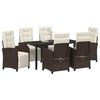 vidaXL Garden Dining Set with Cushion 7 pcs Brown Poly Rattan