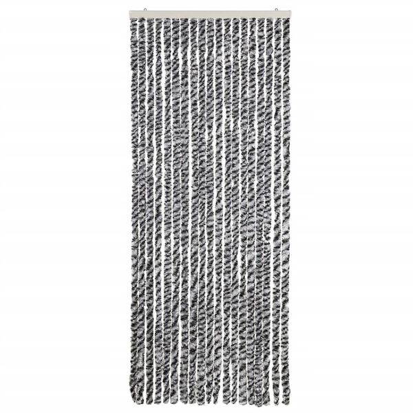 vidaXL Fly Curtain Grey and Black and White 22.0x78.7" Chenille