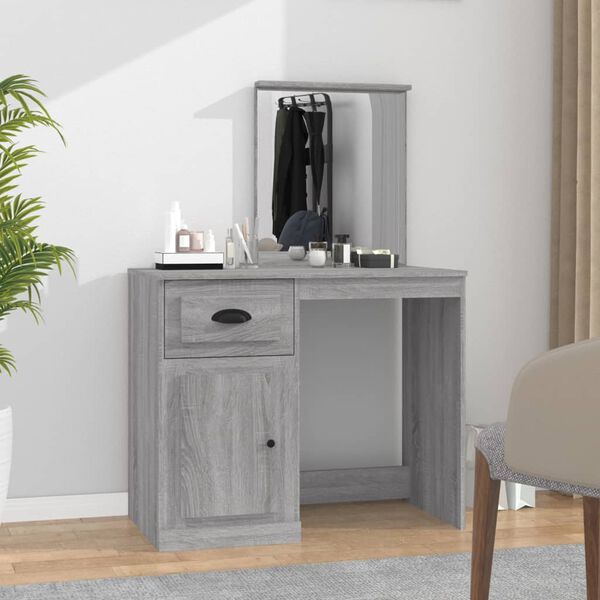 vidaXL Dressing Table Gray Sonoma Engineered Wood, Acrylic