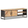 vidaXL TV Cabinet Natural wood, Grey Solid acacia wood, Steel 47.2 in wide