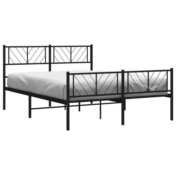 vidaXL Metal Bed Frame Black Powder-coated steel Full Modern Sturdy