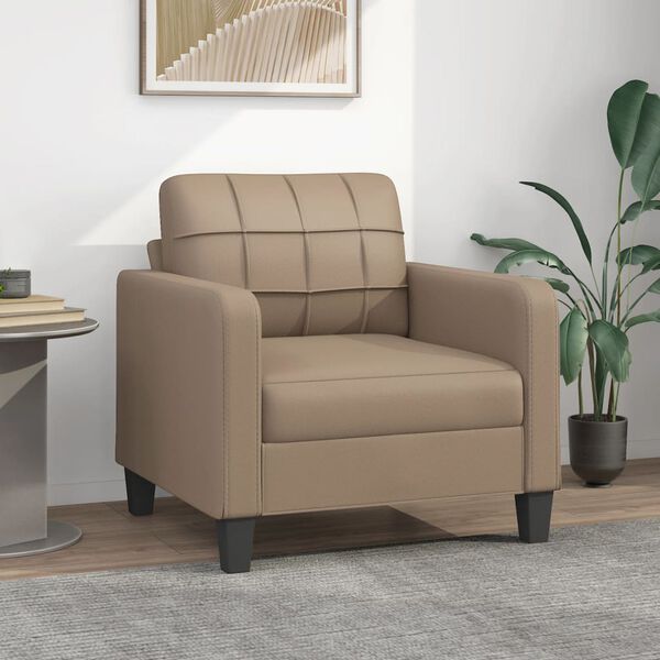 vidaXL Sofa Chair Cappuccino Faux Leather, Metal, Foam Single Modular