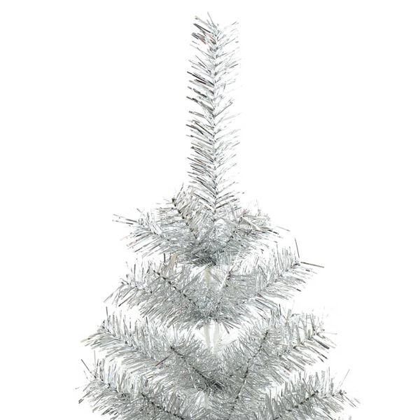 vidaXL Artificial Christmas Tree with Stand Silver 6 ft PET