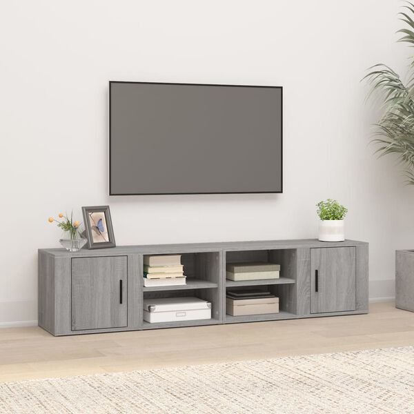 vidaXL TV Cabinet Set of 2 Grey Sonoma Engineered Wood Medium