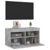 vidaXL TV Wall Stand with LED Lights Concrete Gray 31.5"x11.8"x15.7"