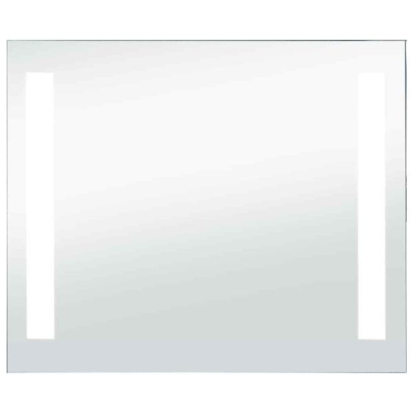 vidaXL Bathroom Mirror Silver Glass 19.7 x 23.6 in Lights