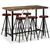 vidaXL Bar Set Brown and Black Solid reclaimed wood and steel Industrial
