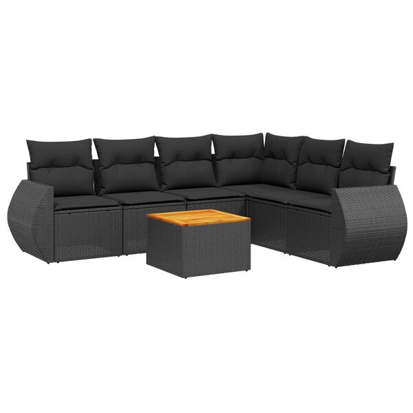 vidaXL Garden Sofa Set Black PE Rattan Large Modular Garden Sofa Set