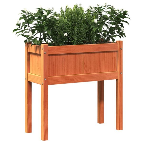 vidaXL Garden Planter Set of 2 Wax Brown Solid pine wood Medium