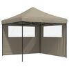 vidaXL Foldable Party Tent Pop-Up with 2 Sidewalls Taupe
